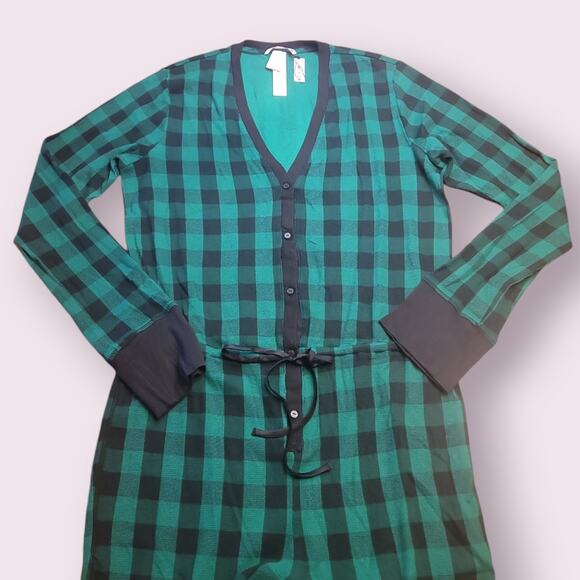 Victoria’s Secret Santa Thermal Long Jane One-Piece Pajamas Green Plaid L NWT - Picture 2 of 11
